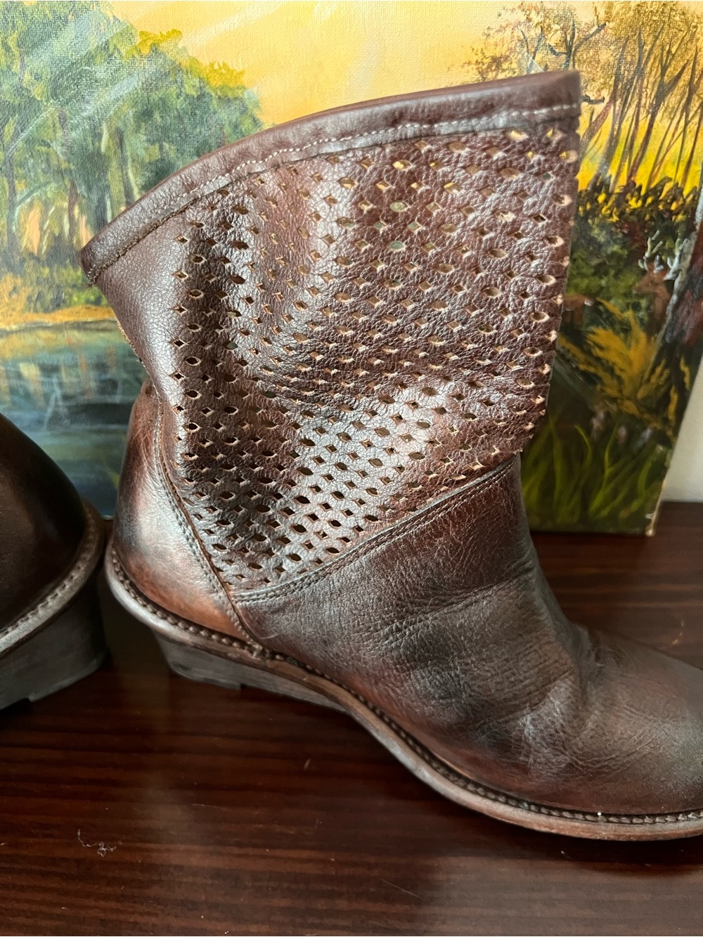 Bed Stu perforated duchess Leather Ankle Boots - Classic boho style - Picture 5 of 8